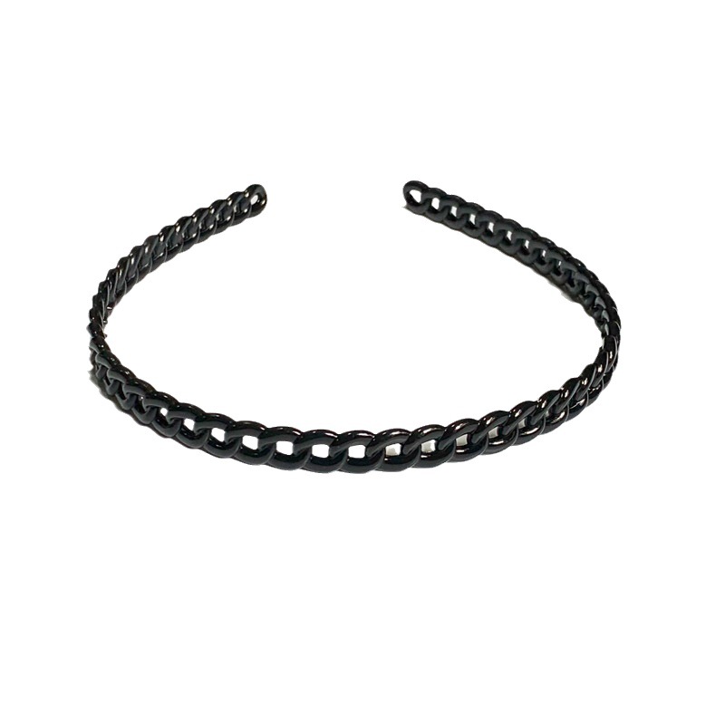 1CM de ancho diadema cadena negro simple diadema dentada antideslizante hombres y mujeres diadema horquilla hecha a mano DIY accesorios para el cabello