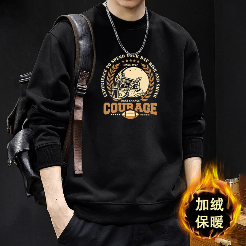 Suéter pesado para hombres primavera y otoño cuello redondo chaqueta de otoño nuevo chaqueta de hombre adolescente estadounidense