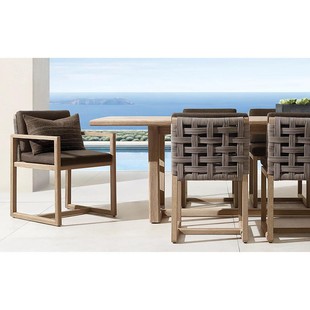 Outdoor Solid Wood Table and Chair Combination Courtyard Garden Hotel Villa Leisure Outdoor Open-Air Anti-Corrosion Teak Table and Chair Furniture
