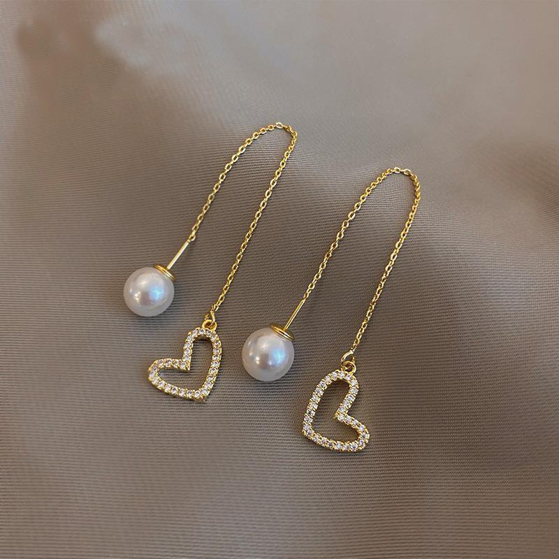 Elegant Lady Heart Shape Alloy Plating Inlay Artificial Gemstones Women's Drop Earrings display picture 1