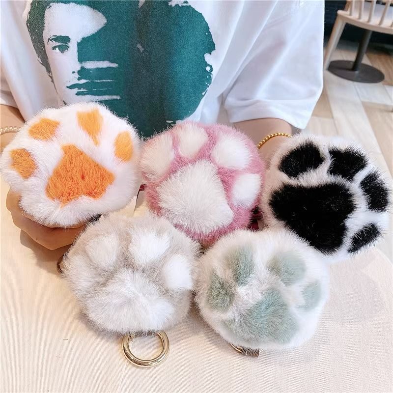 Waterproof Mink Fur Cat Paw Pendant Hot-Selling Cute Kitten Paw Plush Keychain Pendant Small Paw Ornament Cross-Border Product