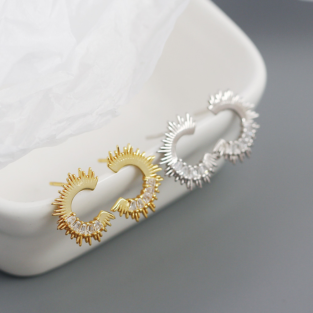 Fashion Geometric Sterling Silver Zircon Ear Studs 1 Pair