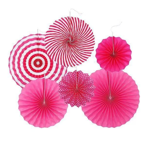 6 fan de papel amarillo rosa