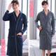 Spring and Summer Pure Cotton Nightgown Men's Short-Sleeved Thin Bathrobe Bathrobe Spring & Fall Nightgown Men's Pajamas Home Wear Large