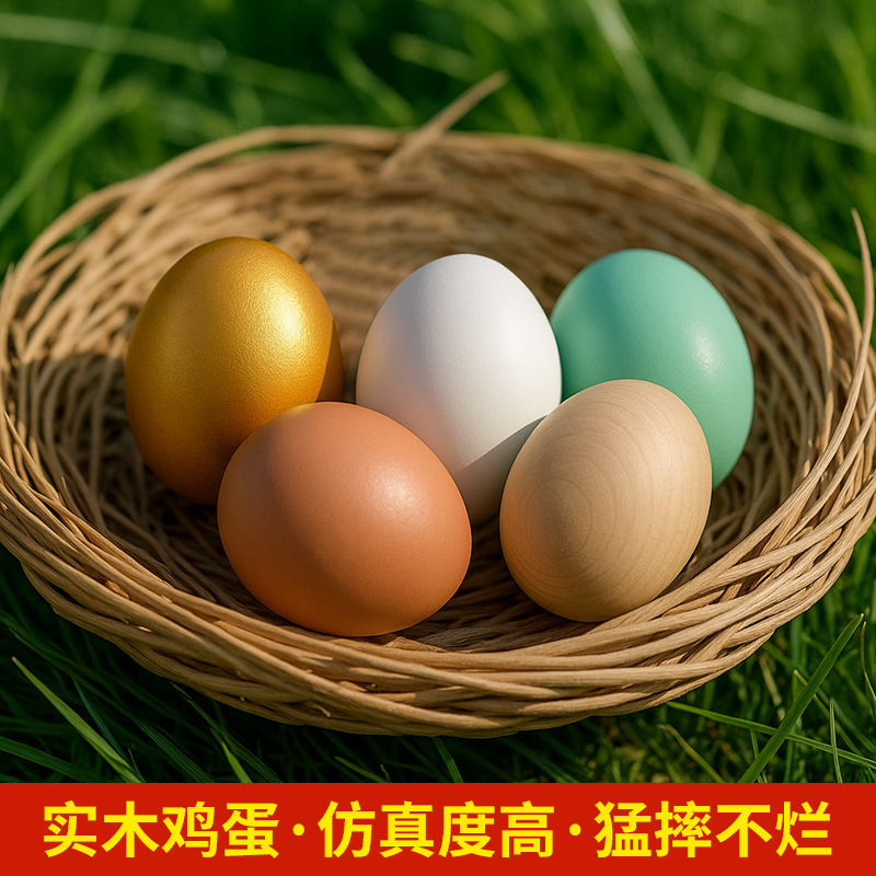 Wooden simulated egg props, Easter coloring painting, duck egg DIY graffiti, solid egg, egg-drawing, fake egg play 3