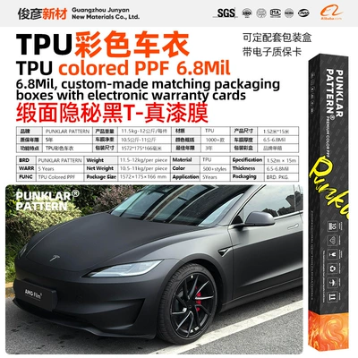 Colored Car Wrap Film, Ultra-Subtle – Car paint protective film - satin-hidden-black-t-152m-15m-roll
