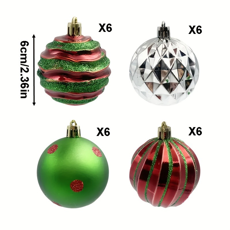 Spot 6CM bola de Navidad rojo verde plata en forma especial pintado de plástico galvanizado bola de Navidad árbol de Navidad decoración de Navidad