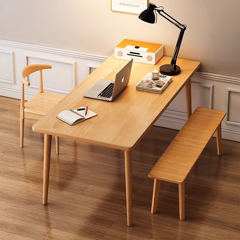 Mesa de comedor de madera maciza rectangular, hogar pequeño, mesa de comedor, sala de estar, mesa larga, mesa de comedor, mesa de alquiler, combinación de mesa y silla