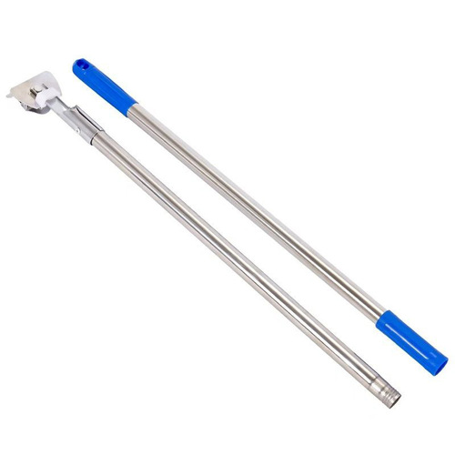 Thickened double-jointed stainless steel dust-removing flat mop handle with threaded connection and blue mop handle
