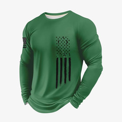春秋ファッション古典的な丸首長袖男性tシャツ幾何学国旗シンプル図3dデジタルプリント