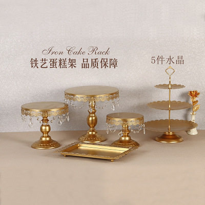 Estilo europeo de oro postre decoración de la Mesa soporte de exhibición de la boda de postre pastel estante decoración mesa té de la tarde Merienda stand combinación image 10