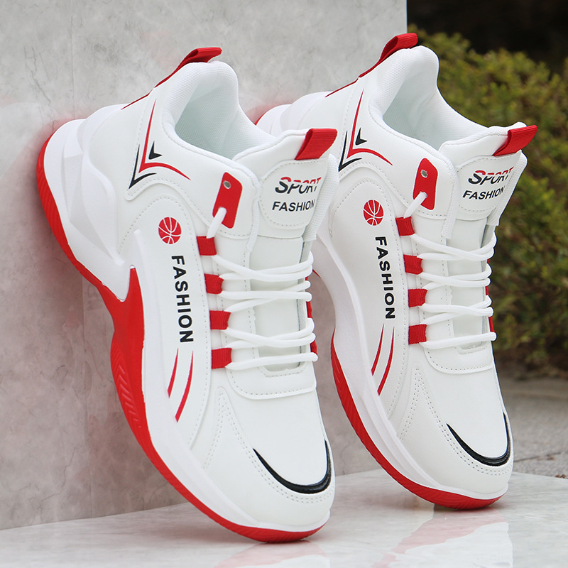 Basketball Shoes Men's Shoes Spring and Autumn High-top Trendy Shoes Mesh Surface Breathable sneaker All-match Non-slip White Student Running Shoes