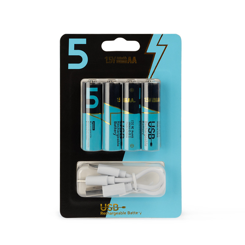 跨境USB充电电池5号带充电器7号锂电池typec接口充电剃须刀用电池