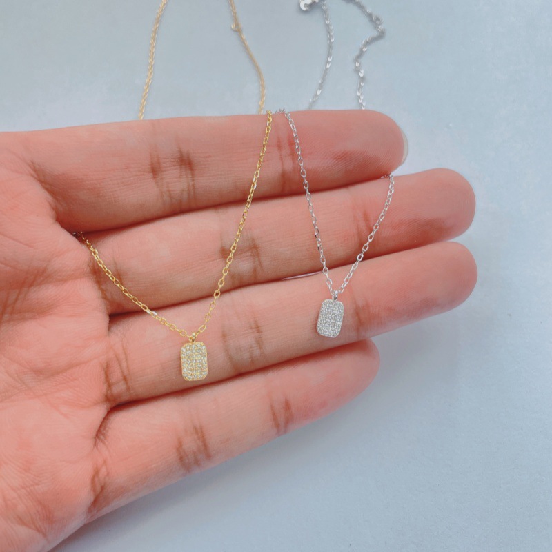 2g Weight 925 Sterling Silver Pendant Material 925 Sterling Silver Zircon Cable Chain Geometric Pendant Necklace