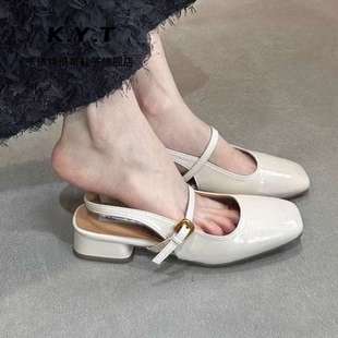 Kayite Thick Heel Mary Jane Toe Sandals for Women Summer Outer Wear 2025 New Fairy Style with Skirt Elegant Flats