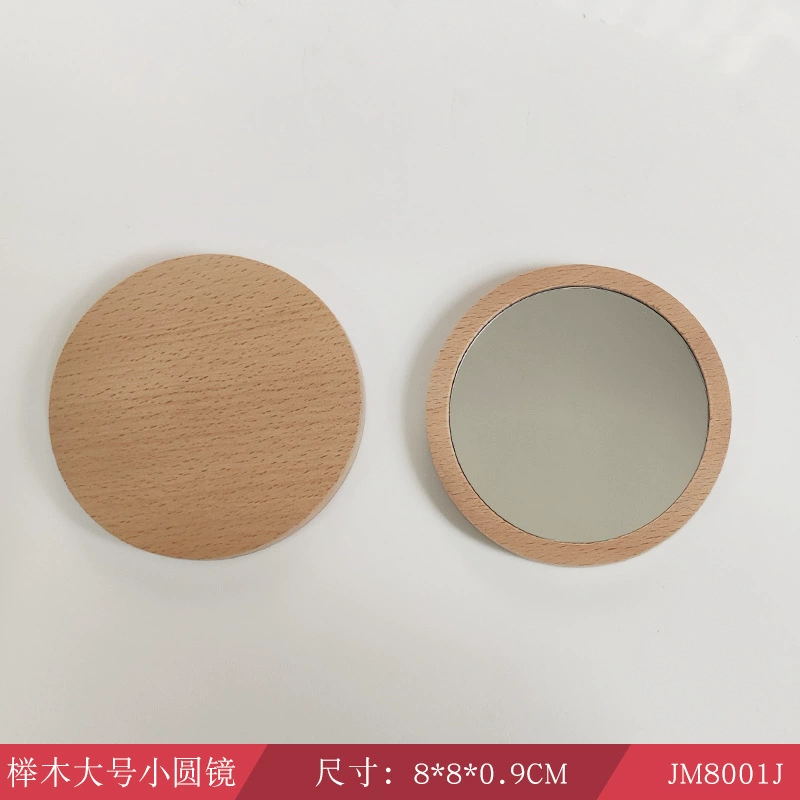 Wooden room retro handheld mirror