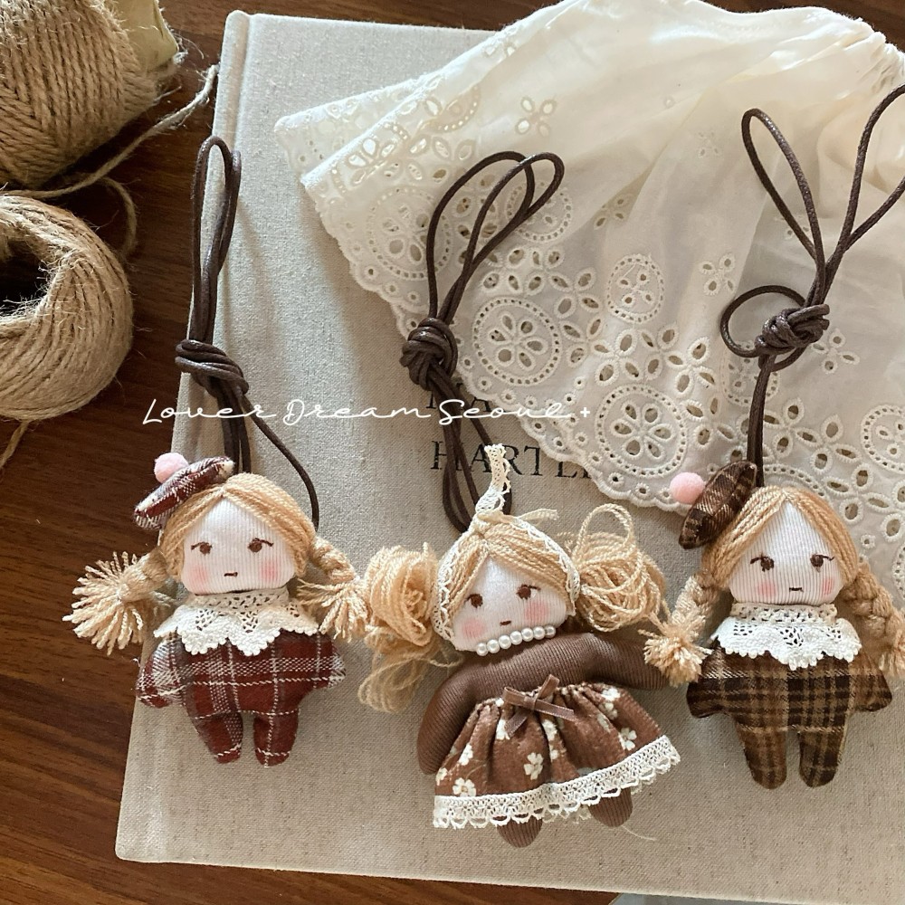 韩国ins秋冬新款卡通麻花辫女孩儿童皮绳项链 可爱时尚毛衣链项饰