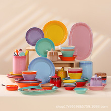 碗碟套裝家用陶瓷2022新款色釉餐具套裝喬遷簡約陶瓷套碗筷盤組合