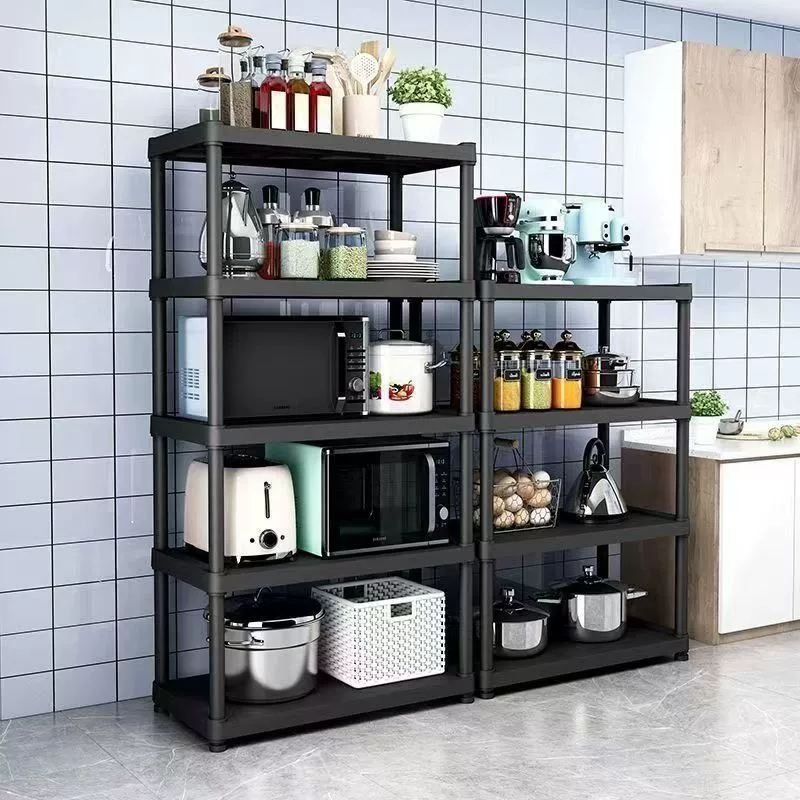 Kitchen floor-to-ceiling sandwich rack multi-layer microwave multi-functional storage pot rack home thickening