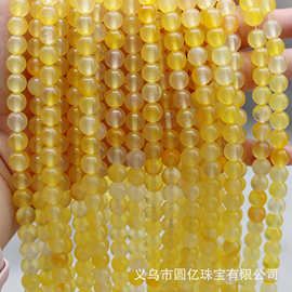批发天然石黄花玛瑙圆珠散珠串珠手工diy手链项链饰品配件