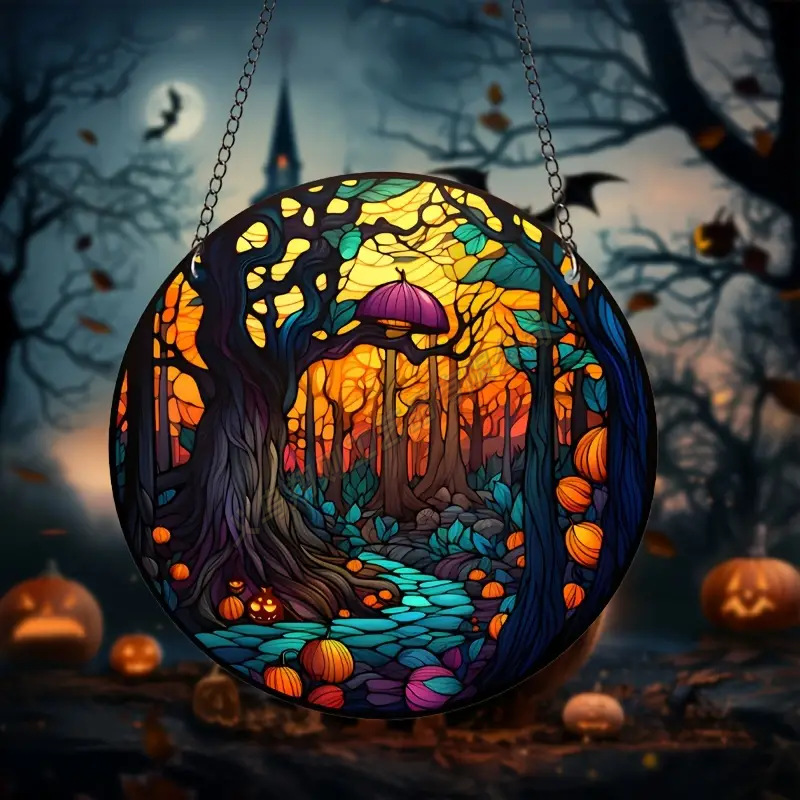 Transfronterizo serie de Halloween acrílico captador de sol artesanía decoración creativa colgante acrílico disco