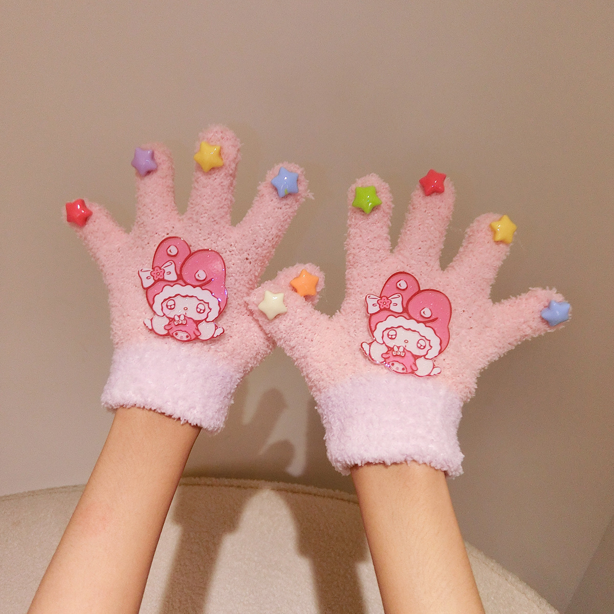 Pink-purple purple gloves, 2-6 years, color