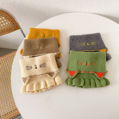 Children's Neck Gaiter Autumn and Winter Baby Scarf Cute Cat Collar Style Korean Version for Boys and Girls Knitted Wool Neck Cover