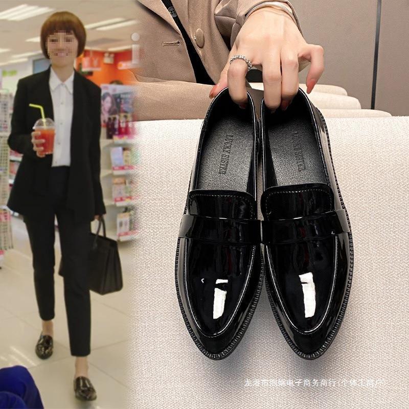 Lefu shoes women 2024 new Tang Jing with black pointed shoes work shoes British style small leather shoes