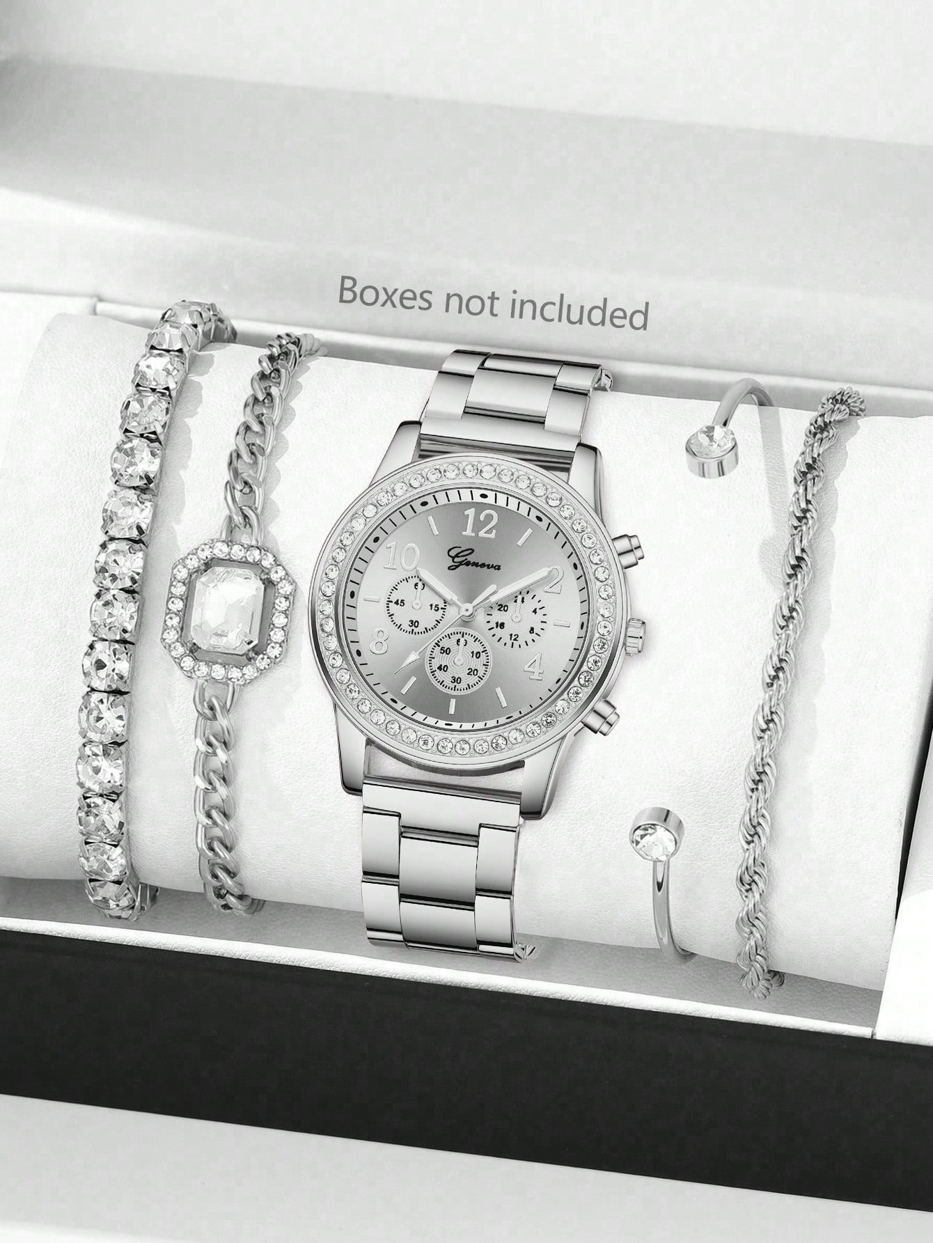 Ventas transfronterizas calientes oro reloj de cara romana pulsera damas 4 piezas conjunto de reloj de cuarzo de acero reloj de aleación de alta calidad image 11