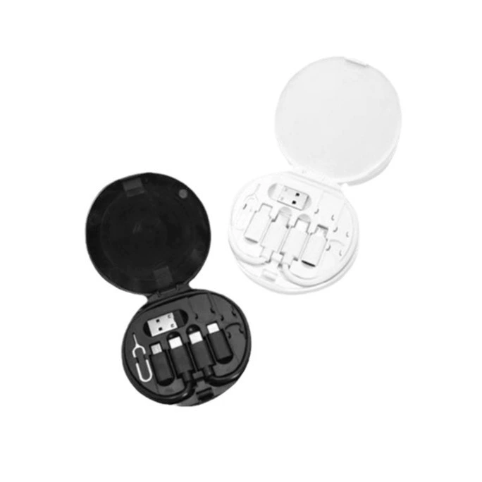 Multifunctional 5-in-1 Data Cable, 60W Fast Charge, Round Storage Box with Adapter Tips
