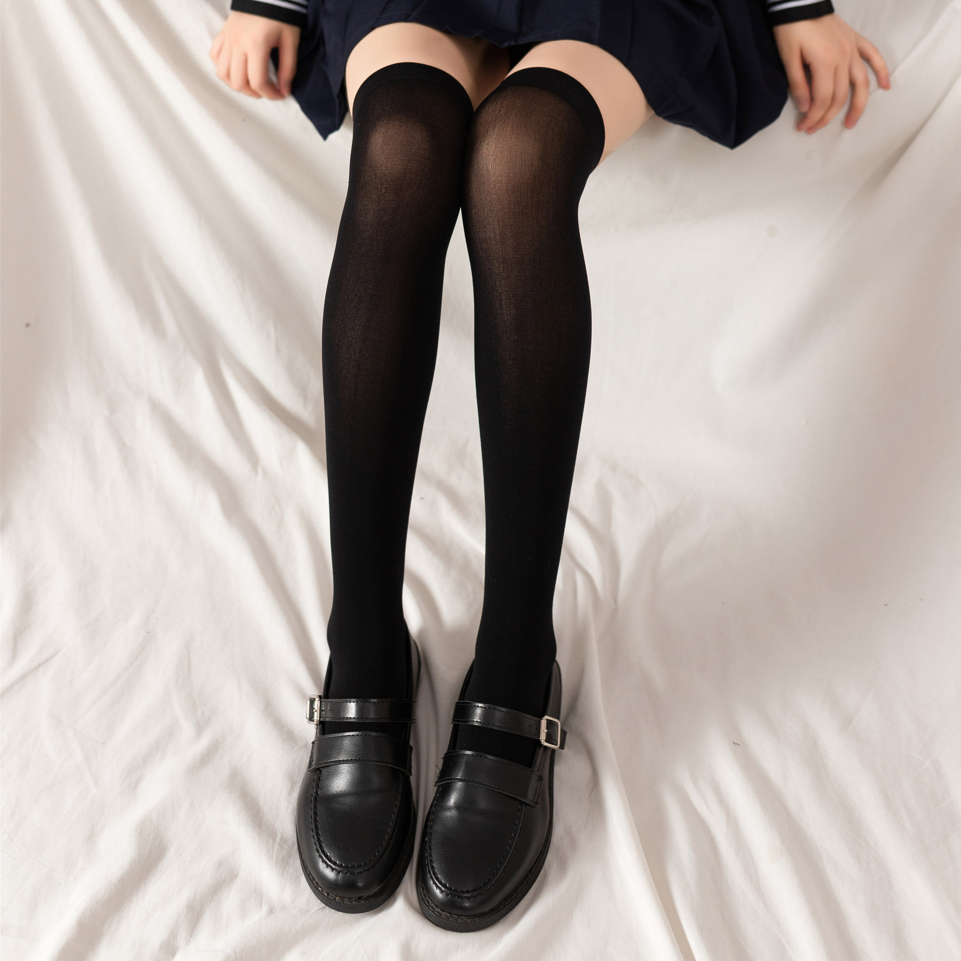 Japanese white spring summer thin black brand knee socks