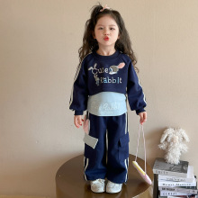 2025年秋款新款工装裤套装儿童洋气韩版女童卡通三件套网红童装潮