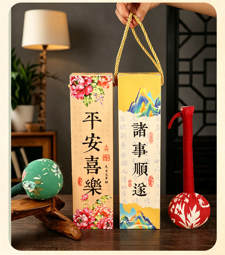Mugwort Herbal Hammer Ai Cao Hammer Handmade Massage Stick Gift Box Set 26cm Chinese Wellness Gift preparation