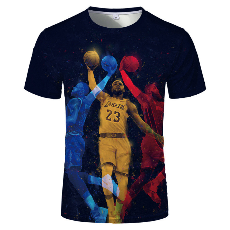 New Round-Neck Short-Sleeved Digital Print Kobe Jordan Star Nba Basketball Merchandise, Minimum Order of One Piece, 3D T-Shirt