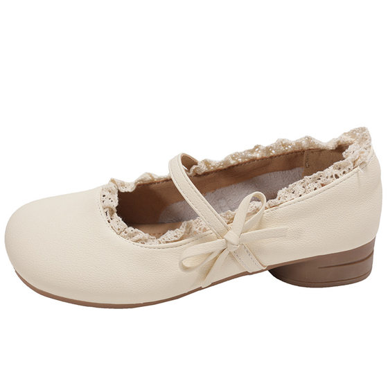 White French Style Chanel Style Shallow Thick Heel Shoes Women's 2025 New Spring All-match Round Toe Retro Mary Jane Shoes