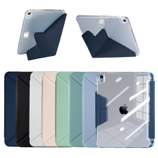 Suitable for ipad10 buckle acrylic Y fold AIR45 protective case 10.2 pen slot mini6 leather case pro11 case