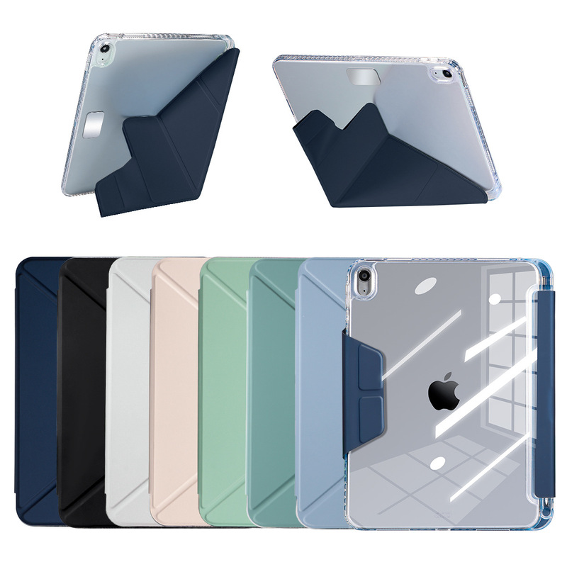 Suitable for ipad10 buckle acrylic Y fold AIR45 protective case 10.2 pen slot mini6 leather case pro11 case