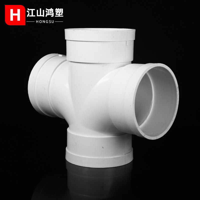 PVC de cuatro vías de igual diámetro plano de cuatro vías de reducción cruzada de cuatro vías downcomer descarga de aguas residuales adhesivo accesorios conjuntos