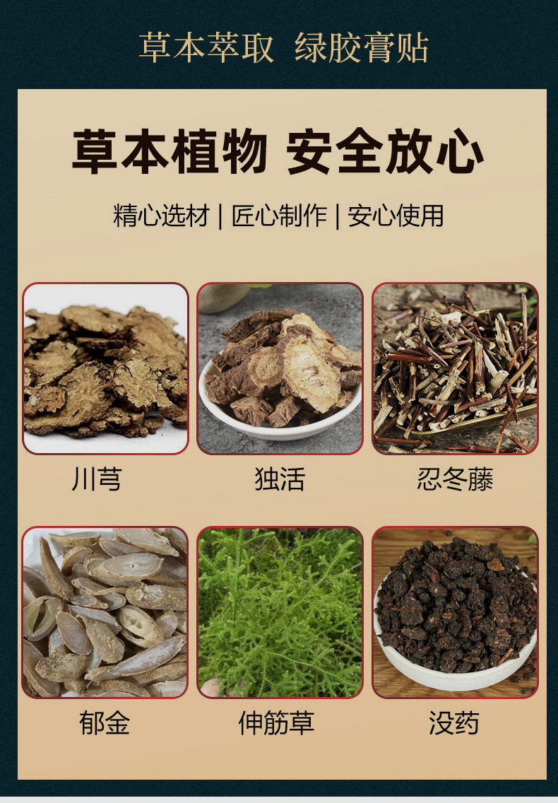 Yao Benren Mugwort Knee Patch Herbal Topical Patch 12 Patches Per Box 10cm x 15cm specifications