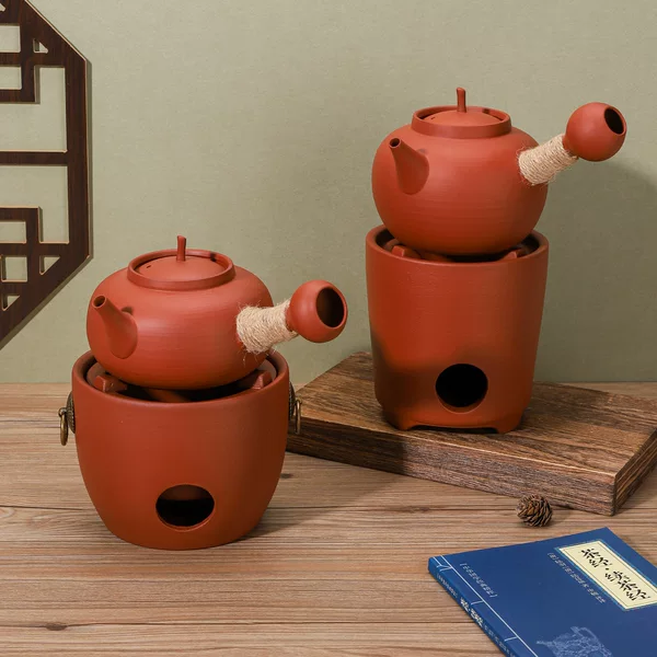 Chaozhou Red Charcoal Stove Sand Kettle Kung Fu Tea Set with Charcoal Fire Explosion-Proof and Crack-Proof Ceramic Side Handle Kettle
