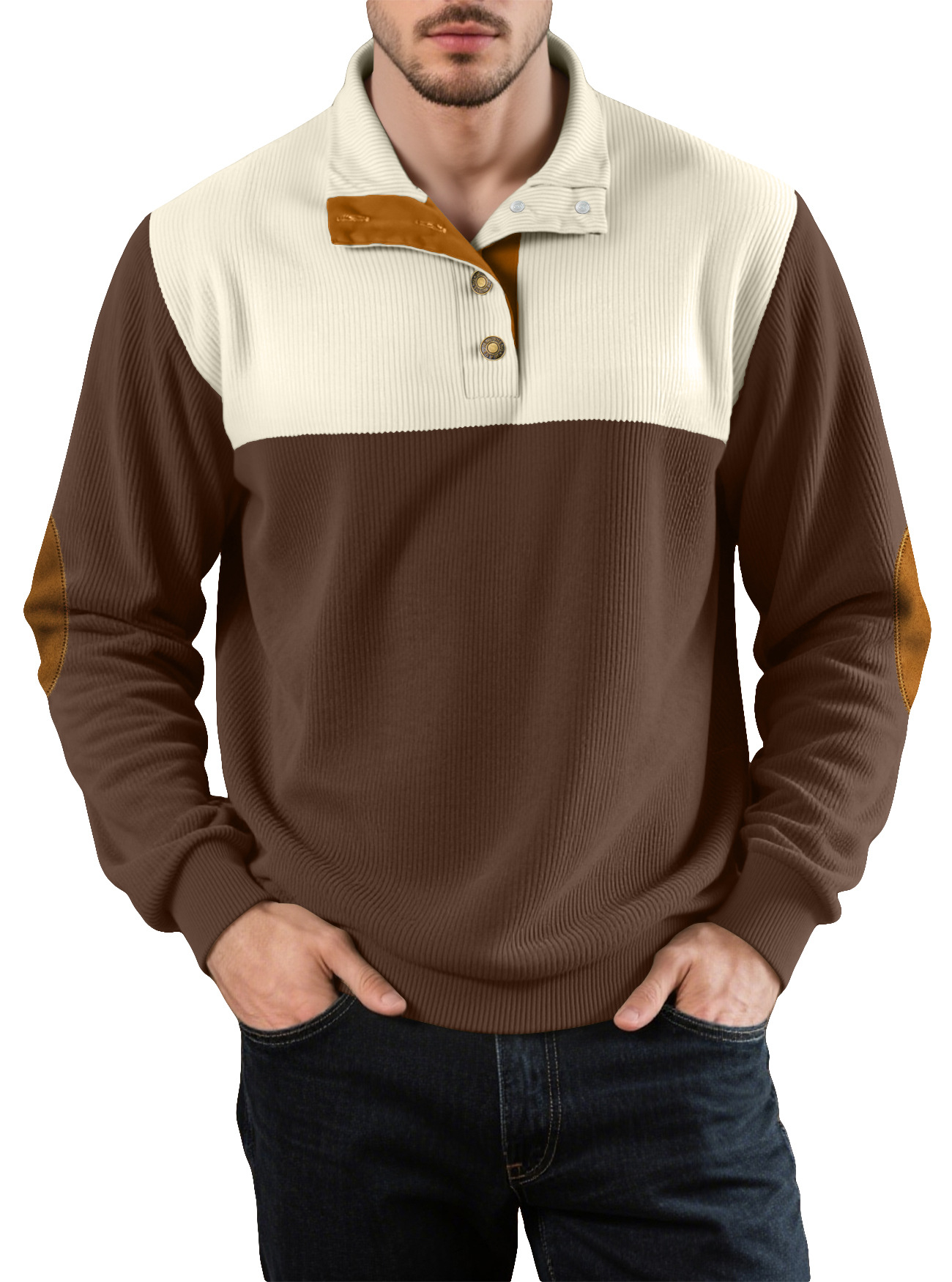 Nuevo tamaño transfronterizo otoño y invierno hombre casual color con solapa camiseta deportiva Amazon camiseta de cuello vertical