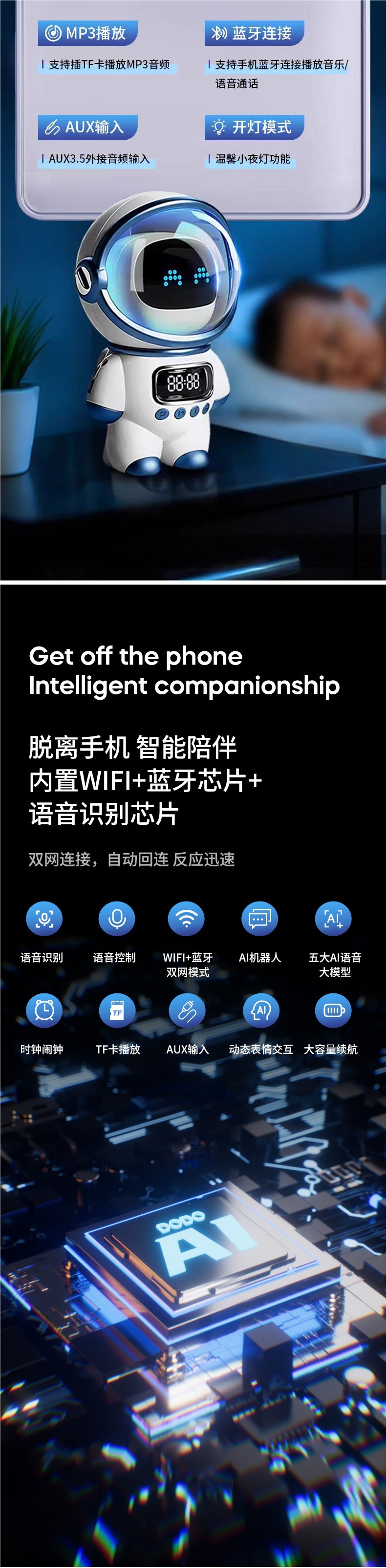 WIFI model, early education, Big AI smart Bluetooth, children's gift, audio system, Doubao office, DeepSeek children's toys full figure