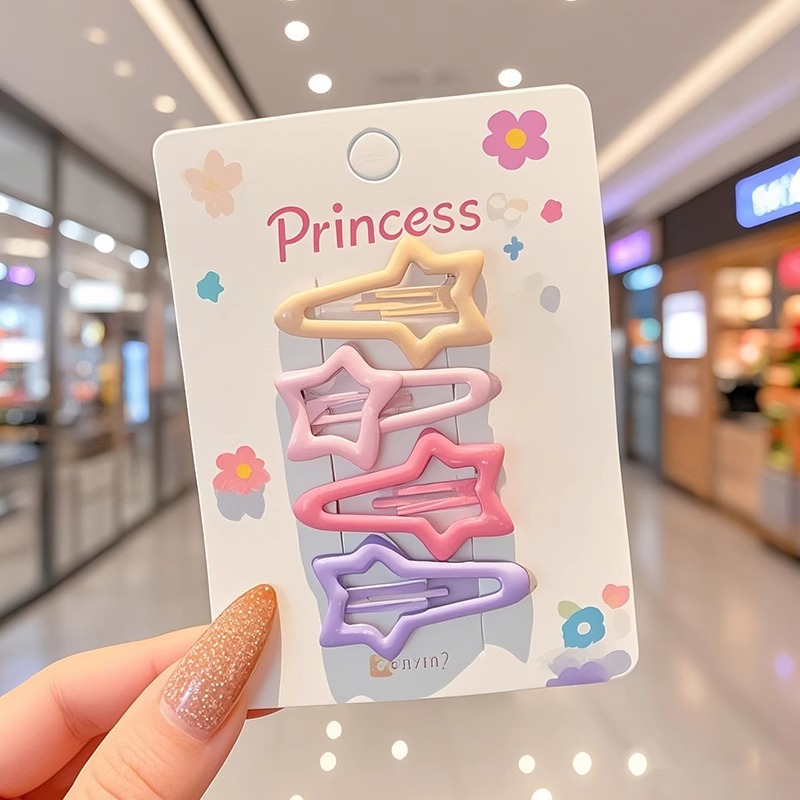 Pinza bb de color dopamina para niños cabello roto estrella de cinco puntas horquilla para niñas que no lastima el cabello, pinza para el cabello con flequillo para bebés, accesorios para el cabello lindos
