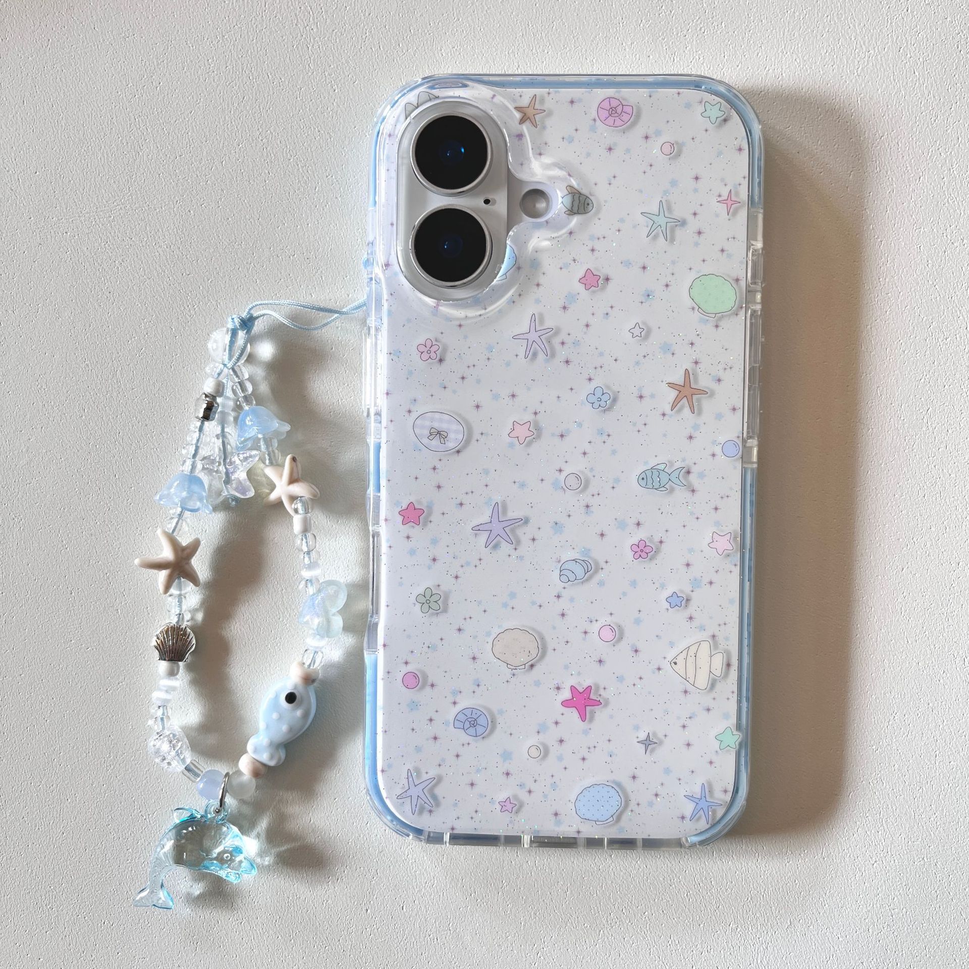 Verano pequeño y fresco animal marino adecuado para Apple 15/16 funda para teléfono móvil 14Pro azul 16PM femenino 13 nuevo 15