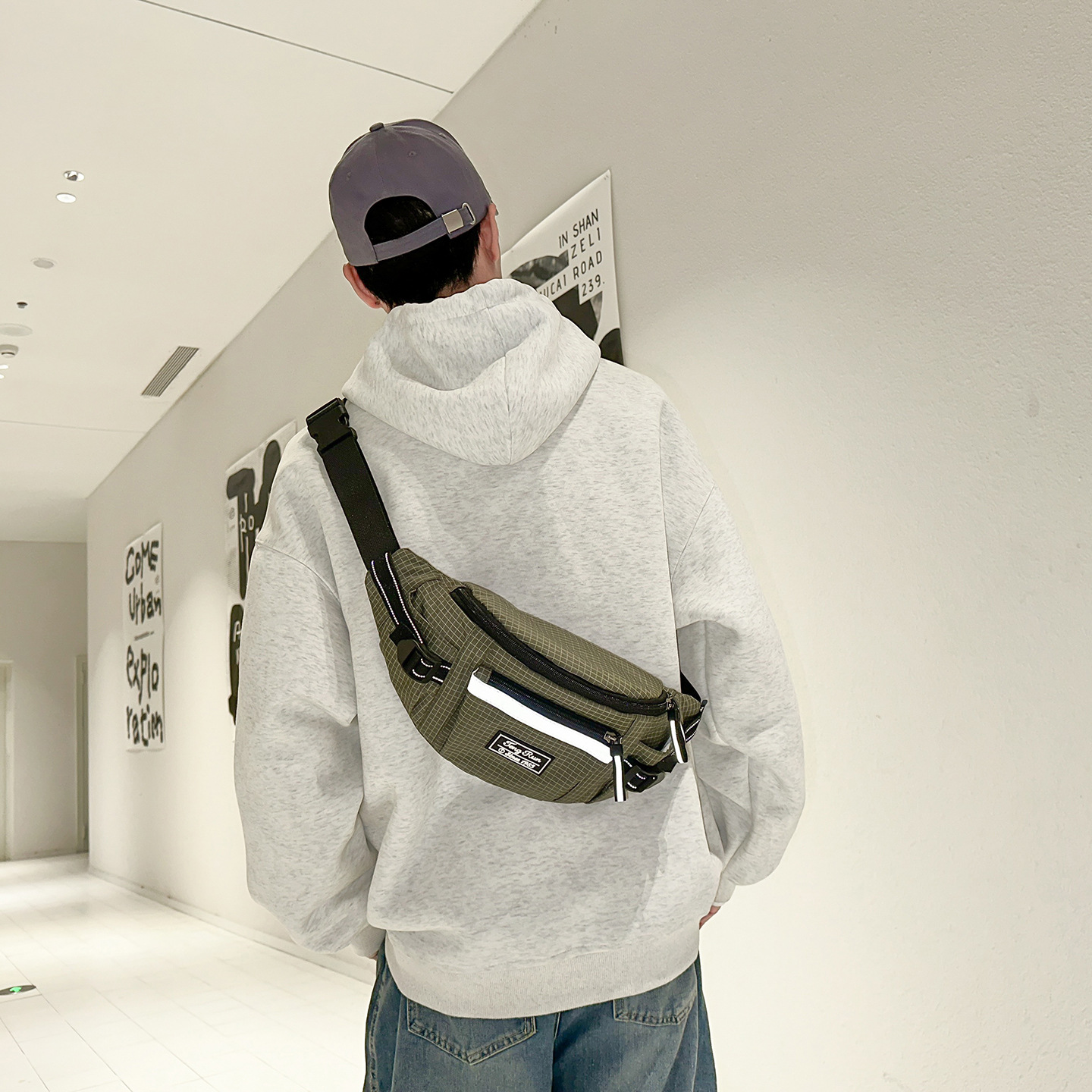 Simple Workwear Style Men's Crossbody Bag, Waterproof Chest Bag, Sports Casual Lightweight Cycling Bag, Travel Hiking Small Backpack