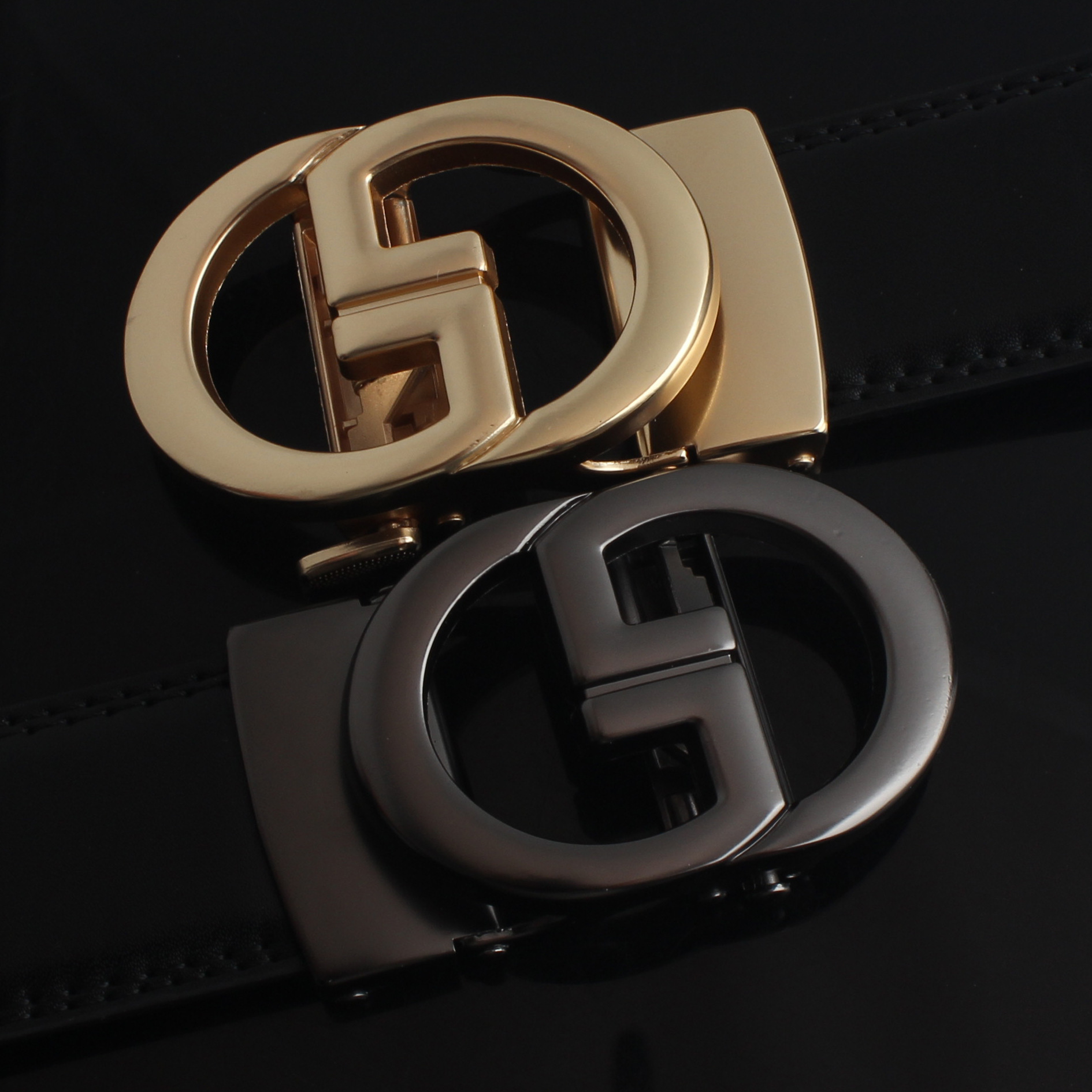 Men's Automatic Belt With Letter Buckle, Cowhide Leather Belt_voghion.com