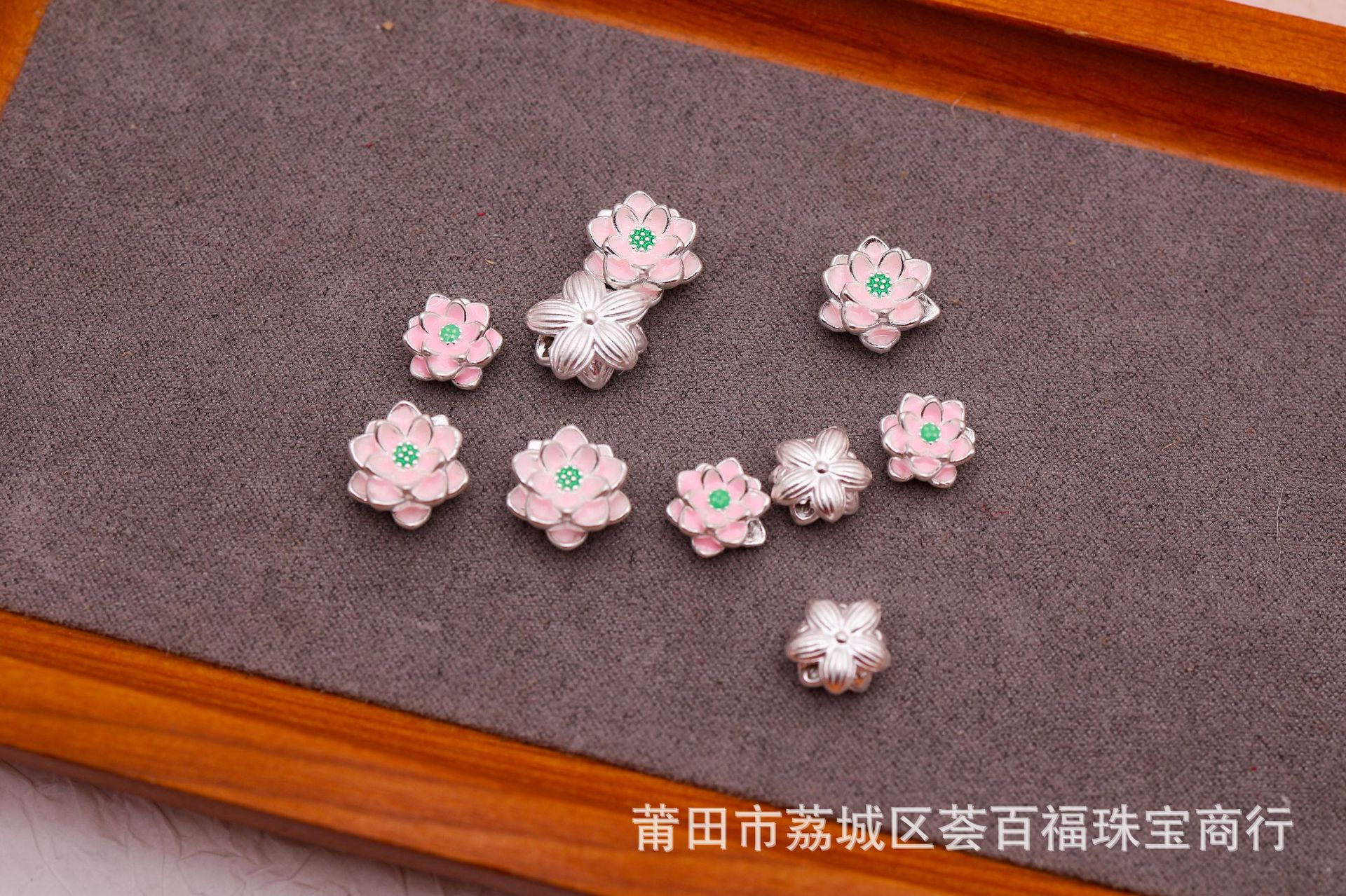 Colorful Lacquerware Pure Silver 999 Lotus Cross-Hole Bracelet Accessories DIY Handmade Materials Bracelet 3D Hard Silver Spacer Beads