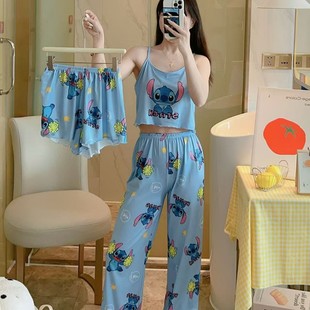 2025 Europe and the United States cross-border foreign trade wholesale household clothing plus size condole three-piece pajamas female Xiyin pajamas