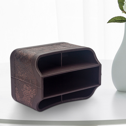 Leather desk multi-functional storage box creative rotating pen holder cosmetic organizer desk remote control storage box