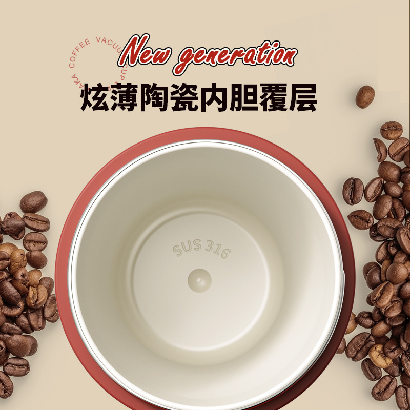 caka保温カップ ポータブル ダブルドリンク 保温保冷 コーヒーカップ クリスタル磁器保温カップ 316コーヒーカップ 高品質|undefined
